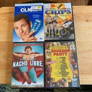 Lot of 4 DVDs Click, CHIPS, Nacho Libre, Sausage Party